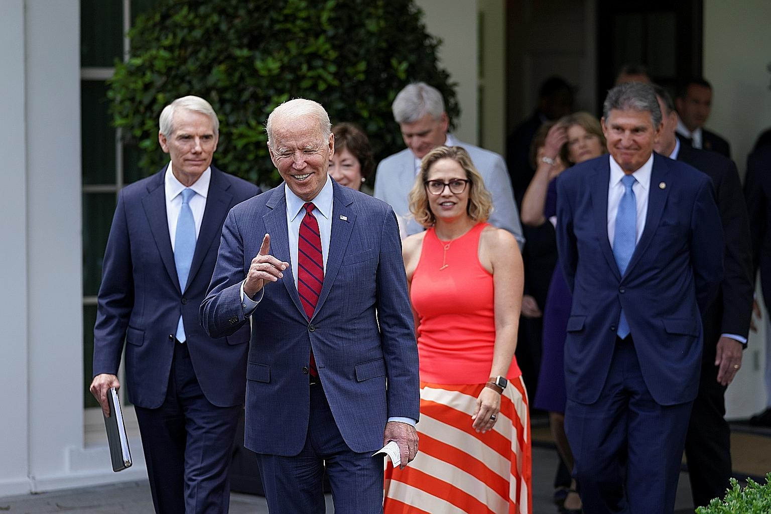 United States President Joe Biden exiting the West Wing of the White House following a bipartisan meeting with senators about the proposed framework for the infrastructure Bill on Thursday. Republican Senate Minority Leader Mitch McConnell criticised