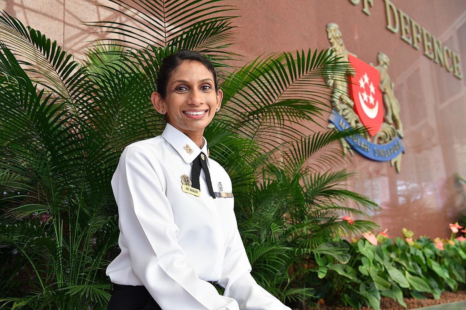 SLTC (Dr) Shalini Arulanandam will be in charge of the medical centres that the Singapore Army operates, and medical screening for servicemen.