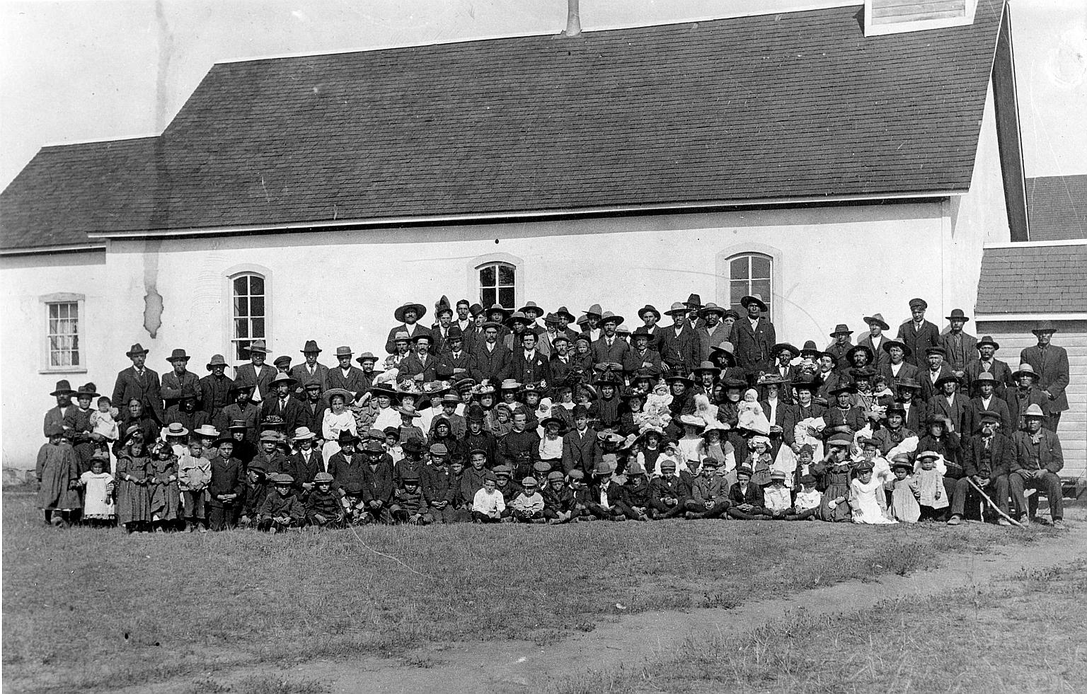 A photo dated circa 1910, showing the Marieval Mission Church next to the Marieval Residential School in Canada. An indigenous group on Thursday said 751 unmarked graves had been found at the site of the school.