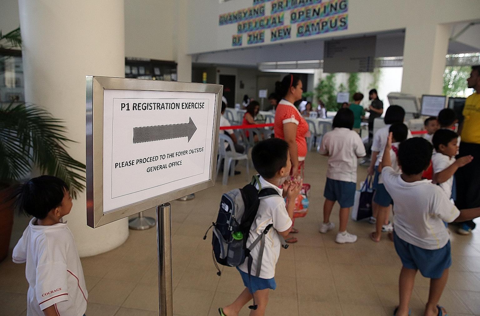 The Primary 1 registration exercise at Guangyang Primary School in 2018.