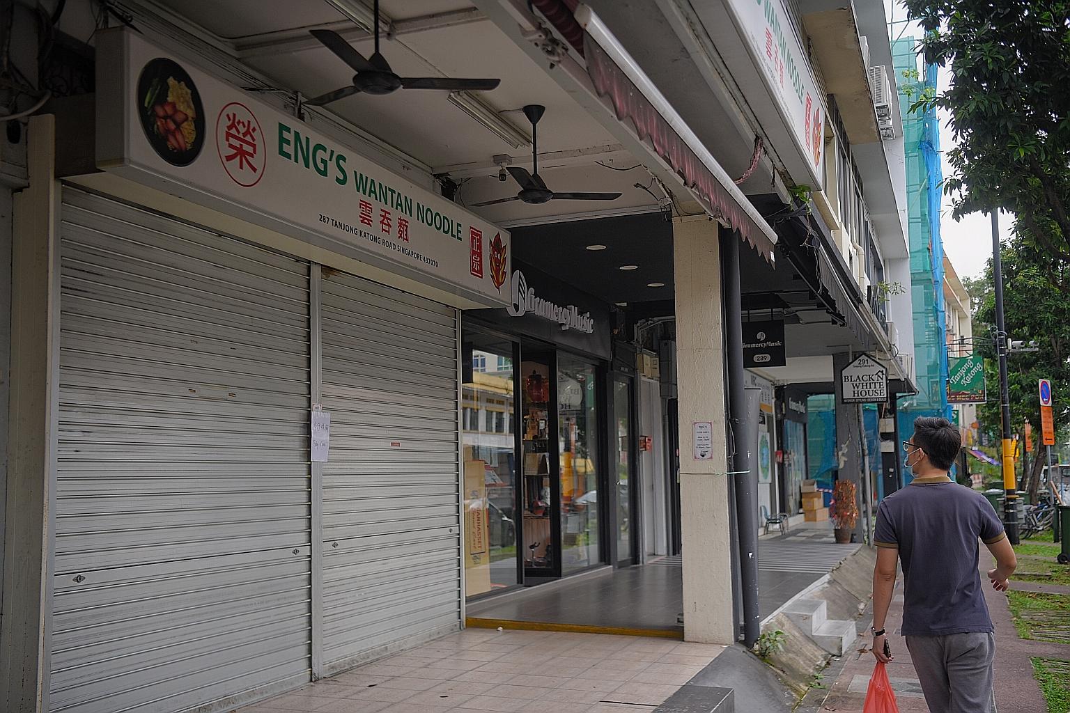 Eng's Wantan Noodle in Tanjong Katong Road had been shuttered since May 18 as its operations were suspended over reports of gastroenteritis from 68 people who ate there between May 14 and 17. ST FILE PHOTO