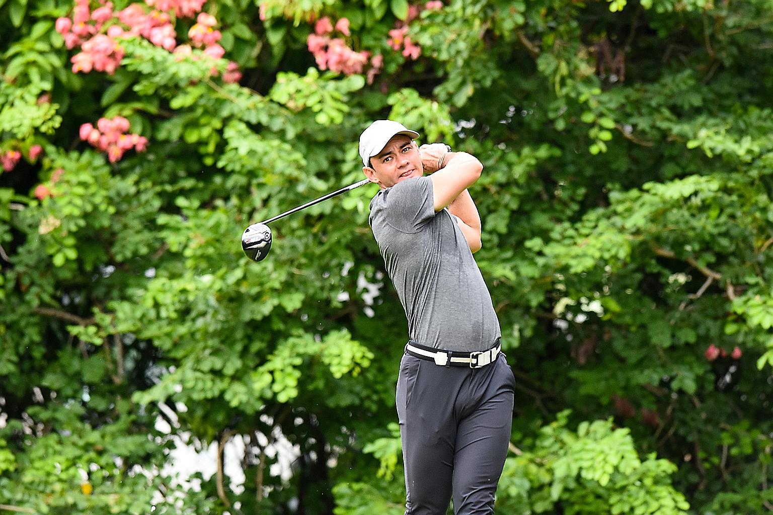 Leader Mitchell Slorach shooting a 71 at yesterday's Singapore Pro Series.