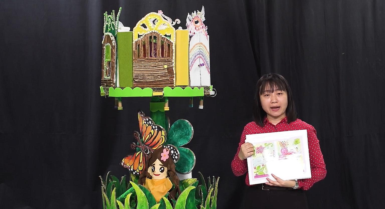 The winning idea by Ms Xie Yingying, who teaches at NTUC First Campus' My First Skool, involves a tree-like figure with six coloured doors. PHOTO: COMMITTEE TO PROMOTE CHINESE LANGUAGE LEARNING