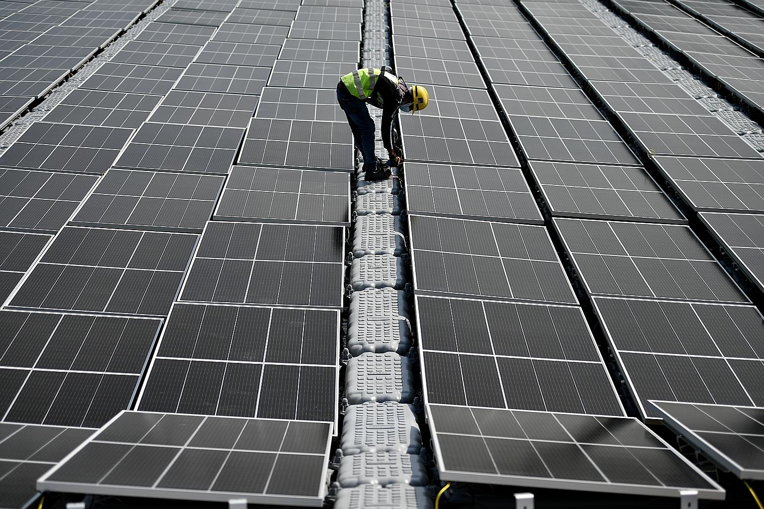 Solar panels on Tengeh Reservoir in March. A Citi survey found 54 per cent of respondents have environmental, social and governance policies integrated in their organisations' corporate strategy.
