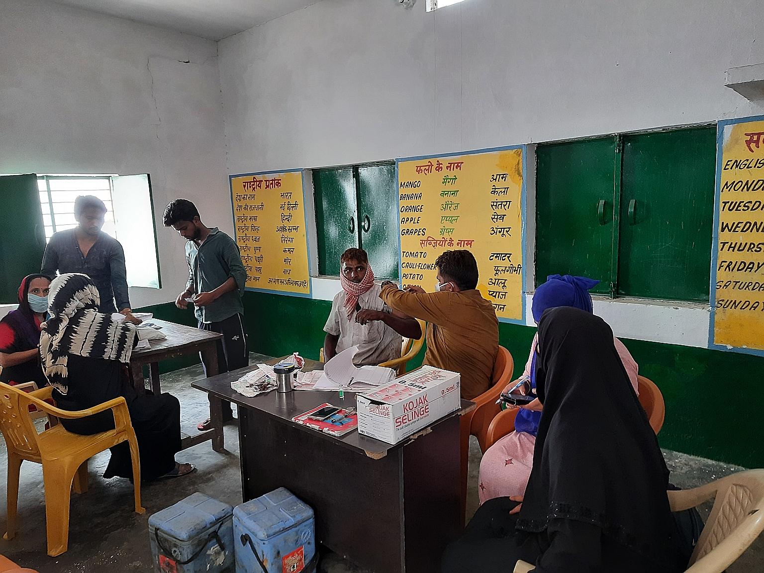 A vaccination camp in Uttar Pradesh's Sambhal district earlier this month. A daunting combination of widespread illiteracy and aggressive spread of misinformation overwhelms the government's inadequate counteroffensive in Sambhal.