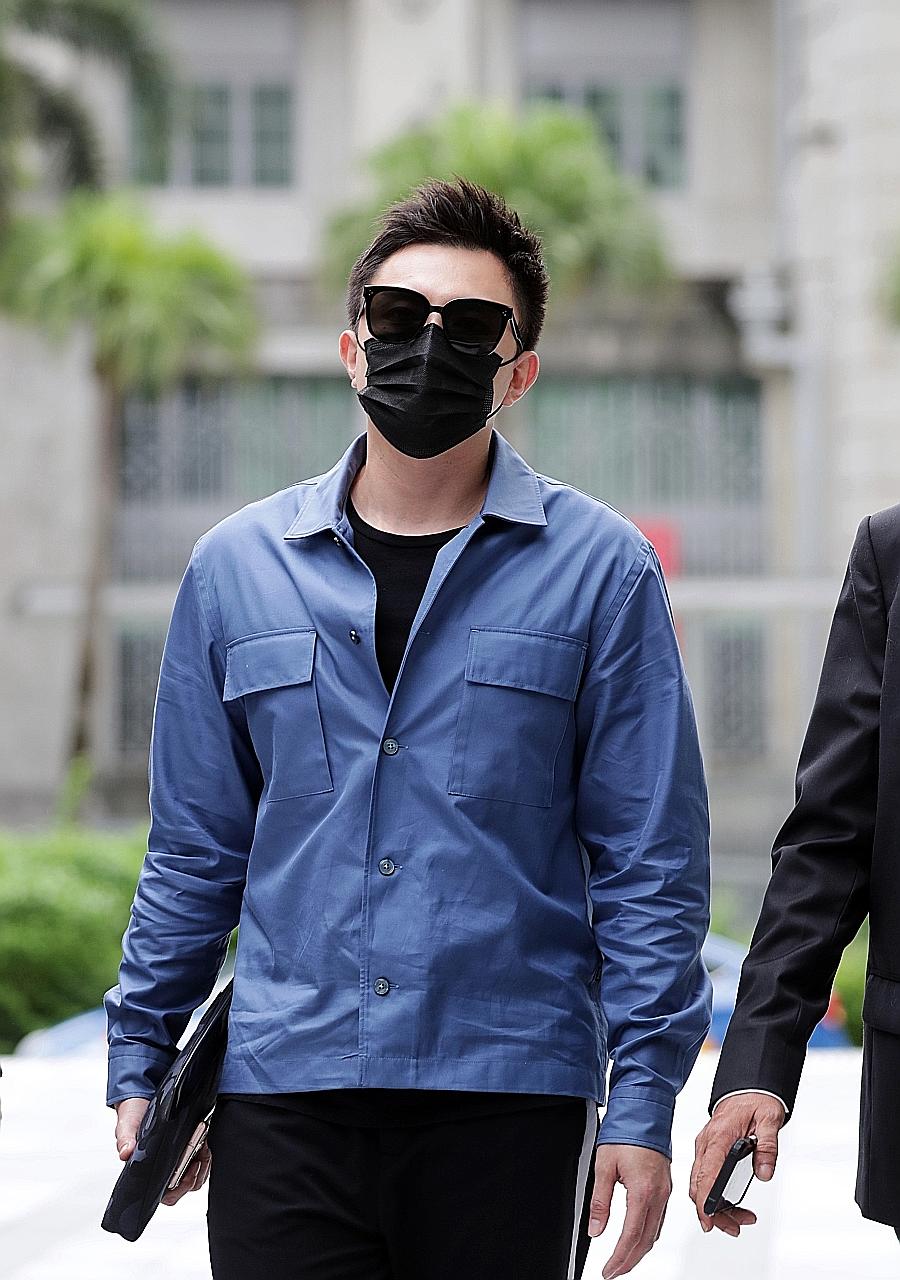 Shane Pow Xun Ping arriving at the State Courts yesterday. This was the 30-year-old's second conviction for drink driving. ST PHOTO: KELVIN CHNG