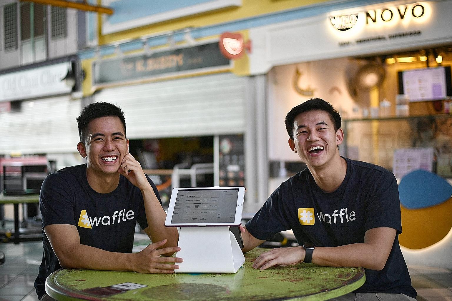 Co-founders of Waffle Technologies Zames Chua (left) and Auston Quek found the confidence to start a business after spending a year in Silicon Valley. The firm provides point-of-sale services to bricks-and-mortar food and beverage outlets, aiming to 