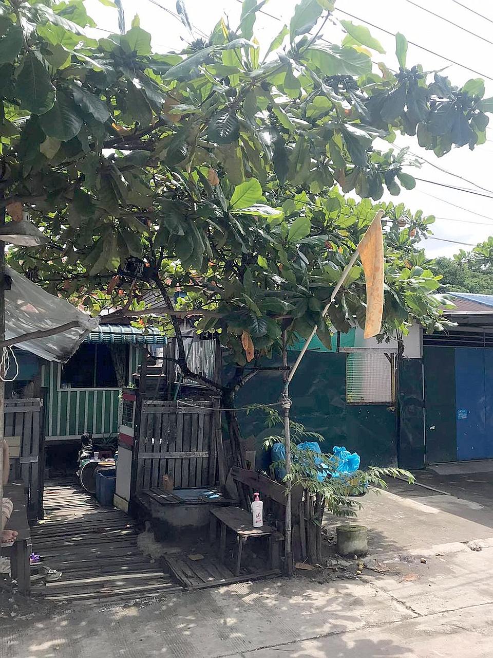 A yellow flag hanging outside a home in Yangon's Hlaing Tharyar township. Similar to Malaysia's white flag movement, it involves stricken households hanging yellow cloth outside their homes to call for help.