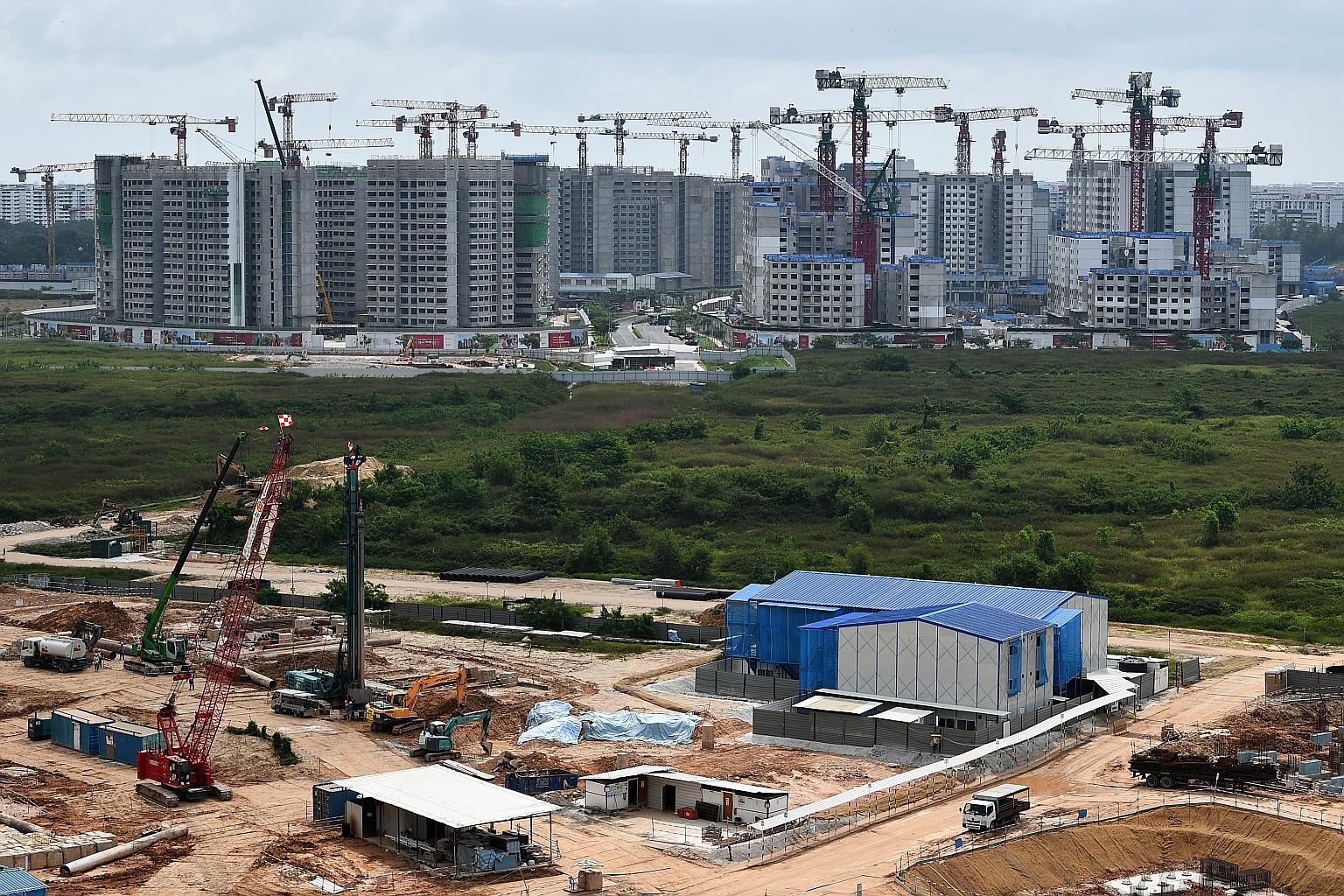 The construction site of Housing Board Build-To-Order flats in Tampines in January. This year's supply of about 17,000 BTO flats is more than the 14,600 flats launched in 2019 and the 16,800 units launched last year. The last time about 17,000 BTO fl