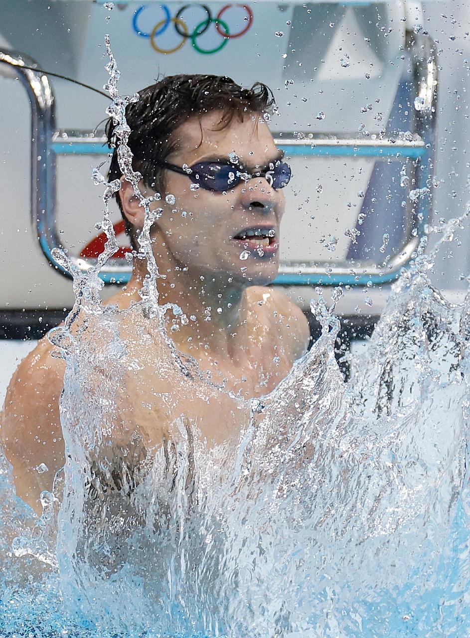 Evgeny Rylov celebrating after winning the final of the men's 100m backstroke yesterday. The Russian touched the wall in 51.98sec, 0.02 ahead of compatriot Kliment Kolesnikov.