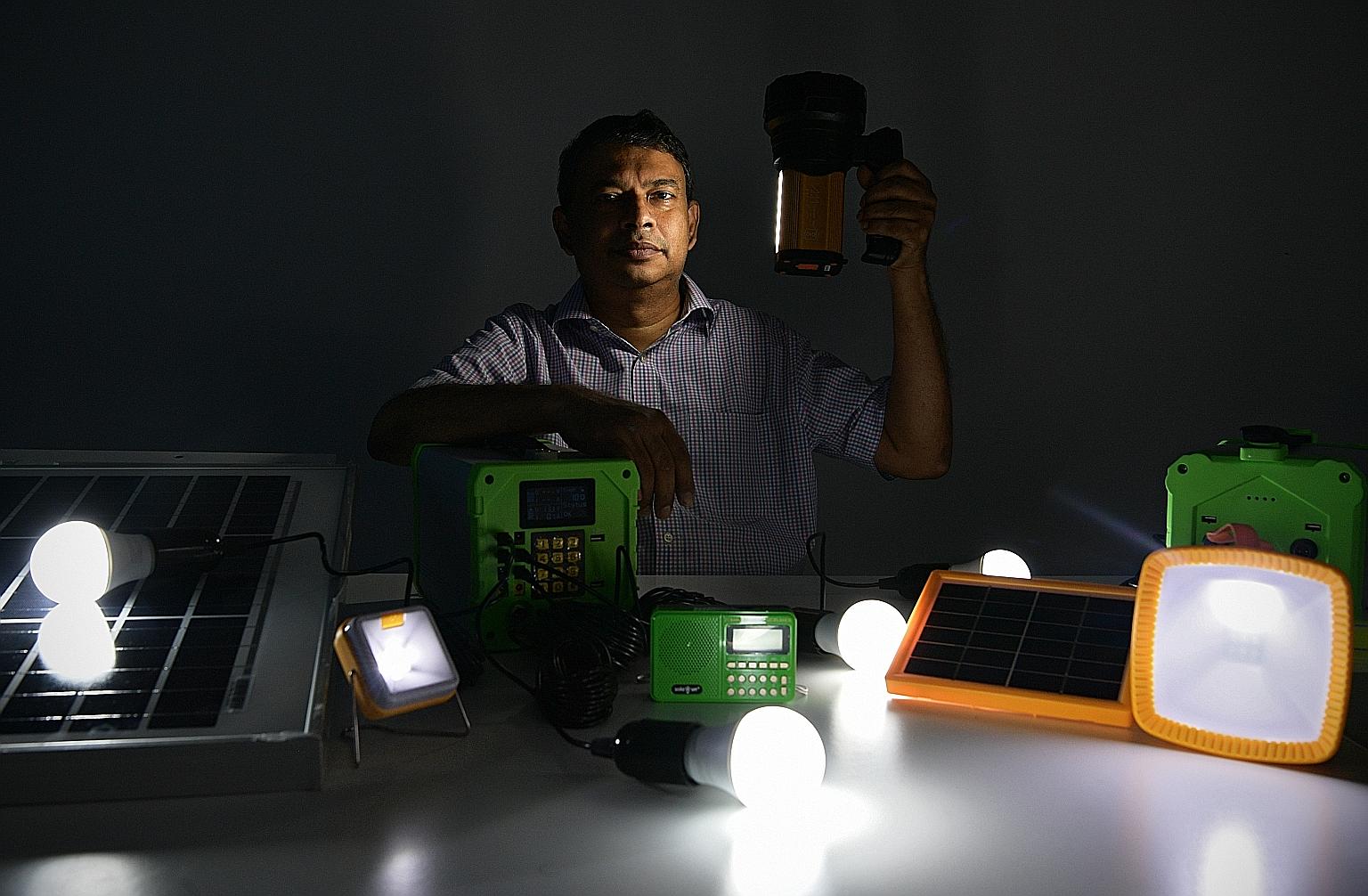 Mr V.S. Hariharan, co-founder and chief executive of Singapore firm Third Wave Power, which is developing technology that provides rural communities with electricity, such as solar-powered bulbs, as well as software that allows villagers to use solar