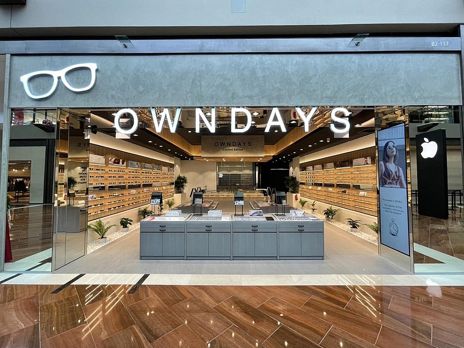 A premium concept Owndays outlet at The Shoppes at Marina Bay Sands, one of the three new stores the company opened here since the pandemic started. These stores bring its total number in Singapore to 31. The chain plans to open four more stores in S