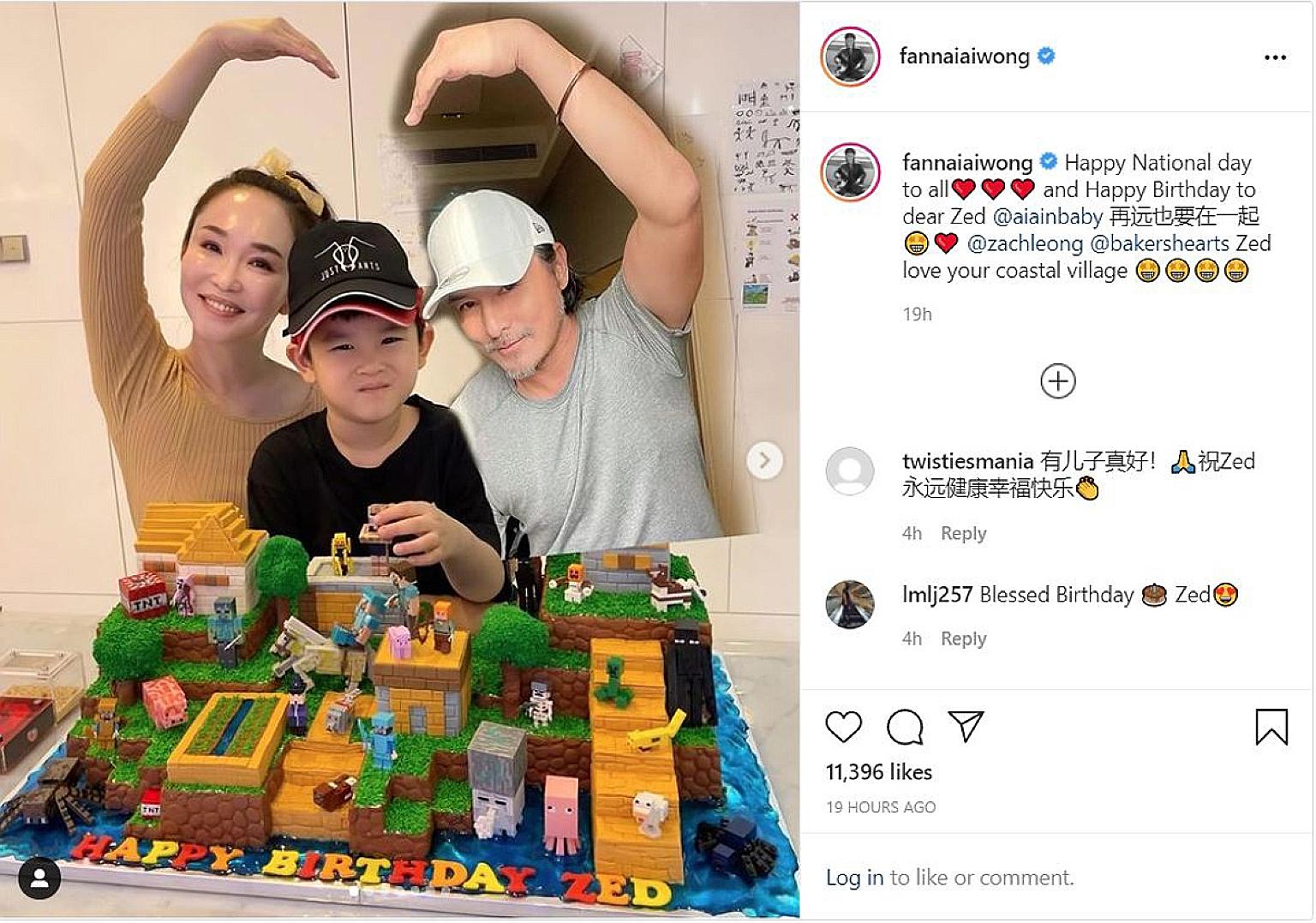 APART, BUT TOGETHER: Actor Christopher Lee may not be in Singapore, but his wife, local actress Fann Wong, ensured he was still "present" for their son Zed's birthday. 	Zed turned seven on Monday and Fann posted several photos to mark his birthday. 	