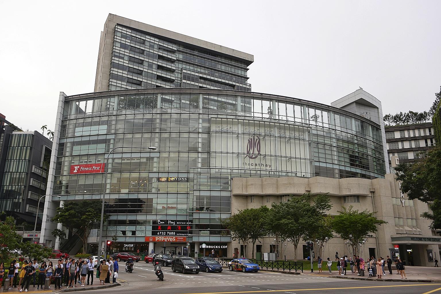 Cathay Building in Handy Road houses Cathay Cineplexes. Singapore-listed mm2 Asia received an offer for its Cathay cinema business from Kingsmead last month.