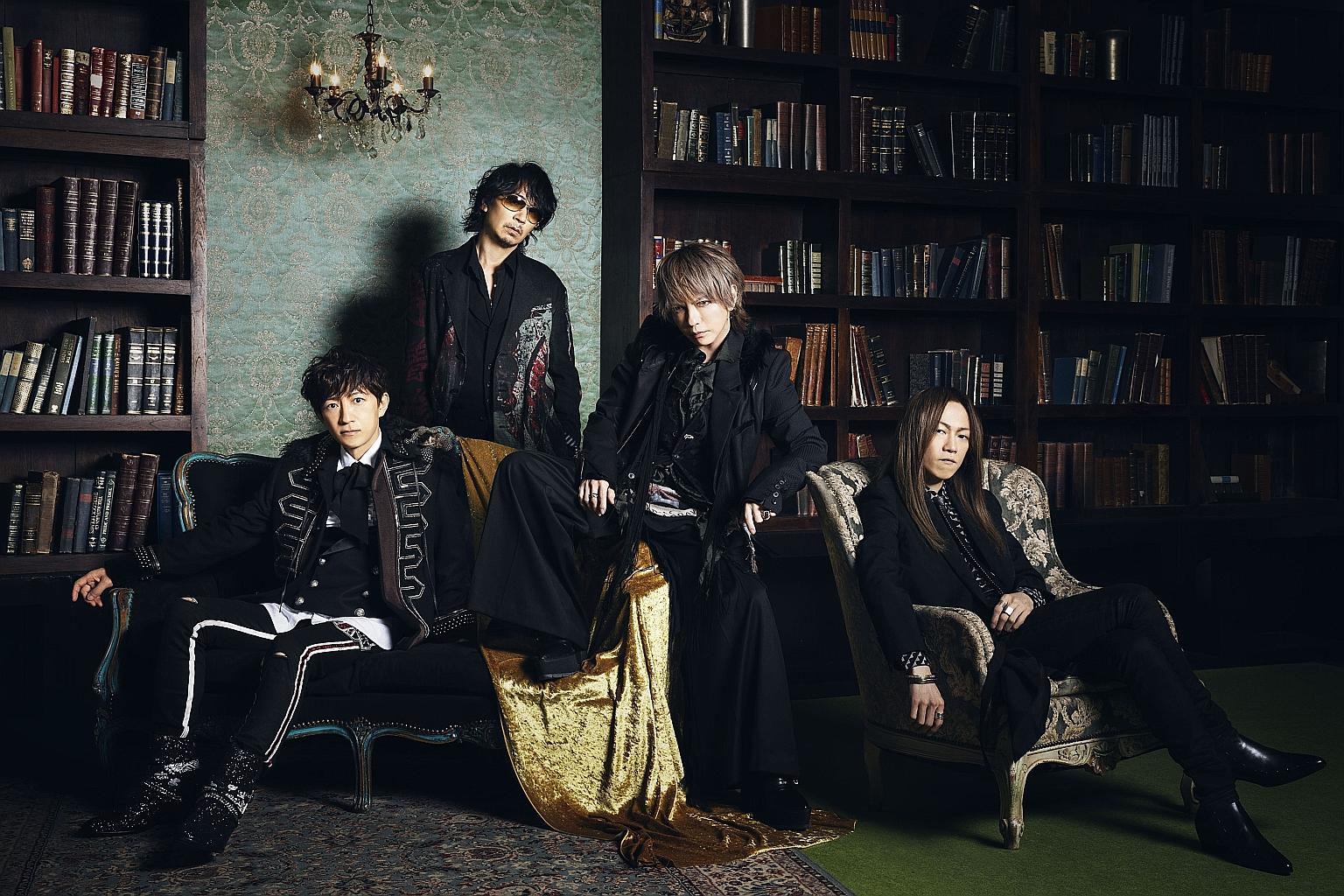 L'Arc-en-Ciel comprise (from far left) Tetsuya, Ken, Hyde and Yukihiro.