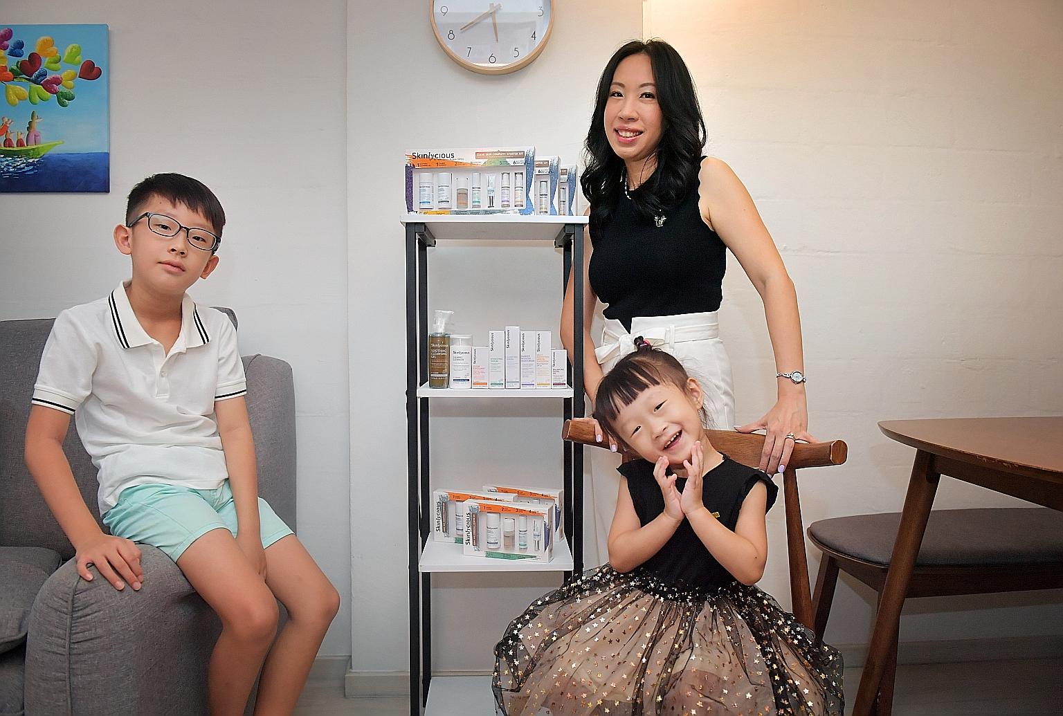 Skinlycious founder Jasmine Kang (left) with her two-year-old daughter Zi Xuan. The brand, which offers products tailored to acne-prone skin, has gained global attention in recent years.