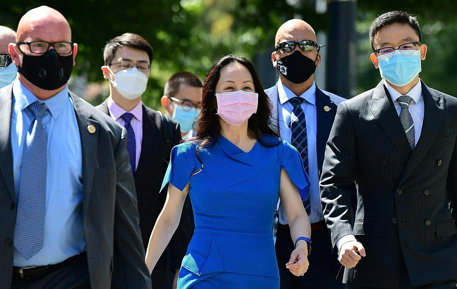 Huawei chief financial officer Meng Wanzhou arriving at the court last week for her extradition hearing in Vancouver. The verdict in Canadian Michael Spavor's case in China comes as Meng's defence began a final effort to prevent her from being sent t