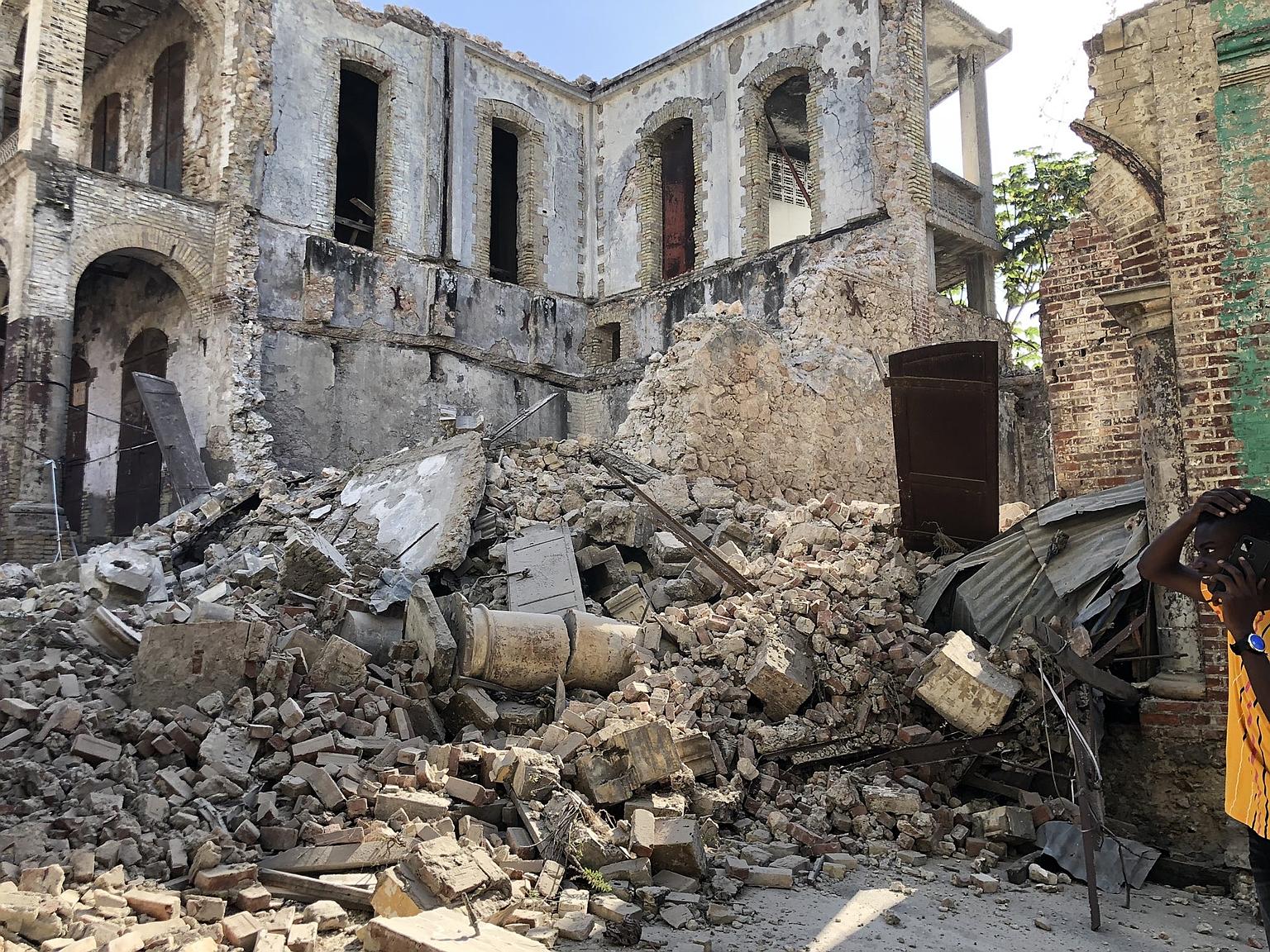 A post from a Twitter user showing the damage from the quake in Haiti, which struck 8km from the town of Petit Trou de Nippes, about 150km west of the capital Port-au-Prince, at a depth of 10km.