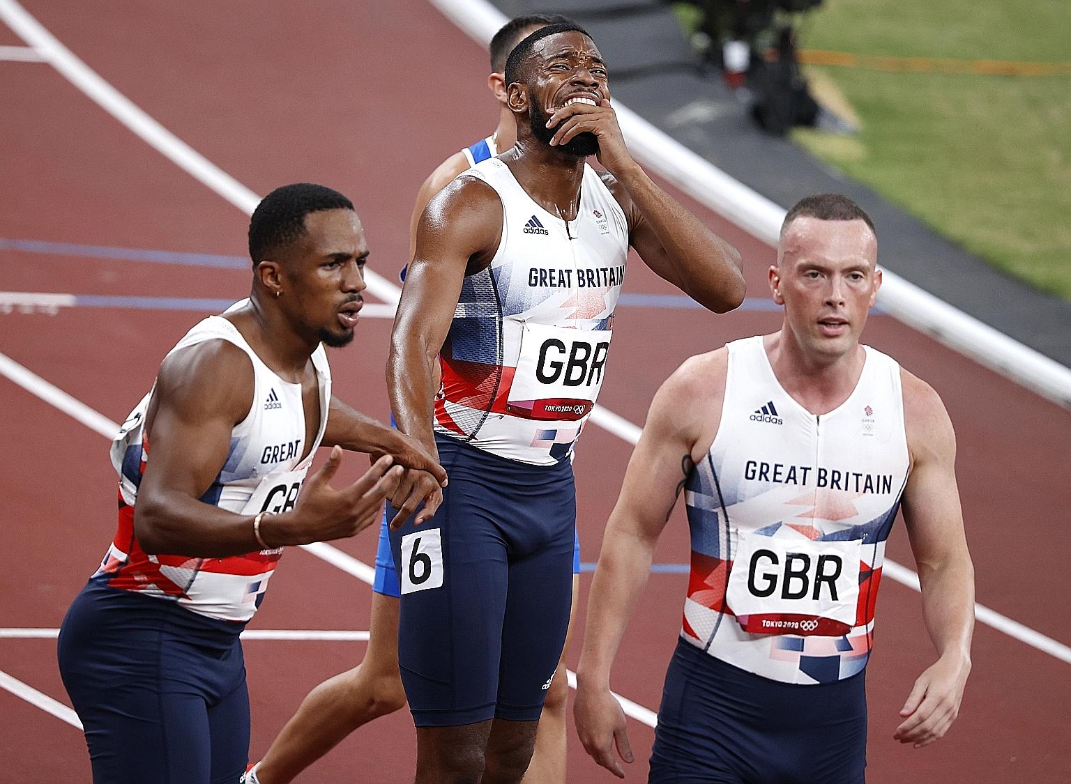 C.J. Ujah (far left) with British 4x100m relay teammates Nethaneel Mitchell-Blake and Richard Kilty after winning silver at the Tokyo Olympics. But even if he can prove that the two banned substances were not listed as components in a supplement he t