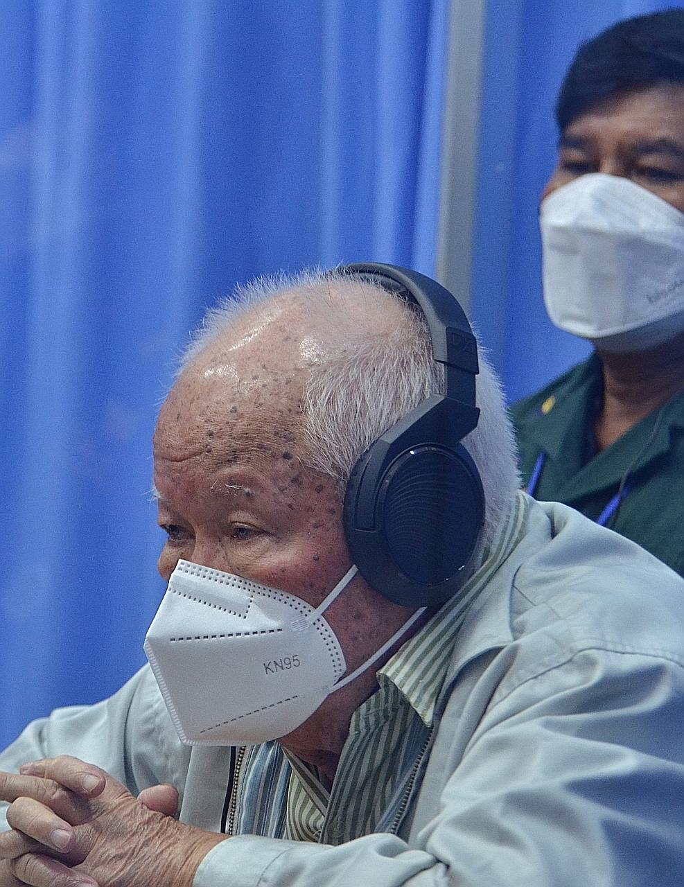 Former Khmer Rouge leader Khieu Samphan during his appeal hearing in Phnom Penh, Cambodia, yesterday. PHOTO: EPA-EFE