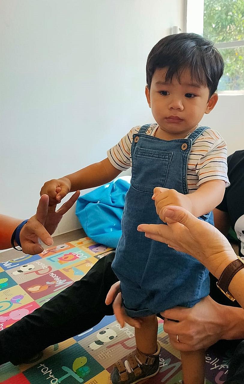 Diagnosed with spinal muscular atrophy, a genetic condition that affects nerves and muscles, 22-month-old Devdan is unable to stand or walk. PHOTO: COURTESY OF SHU WEN