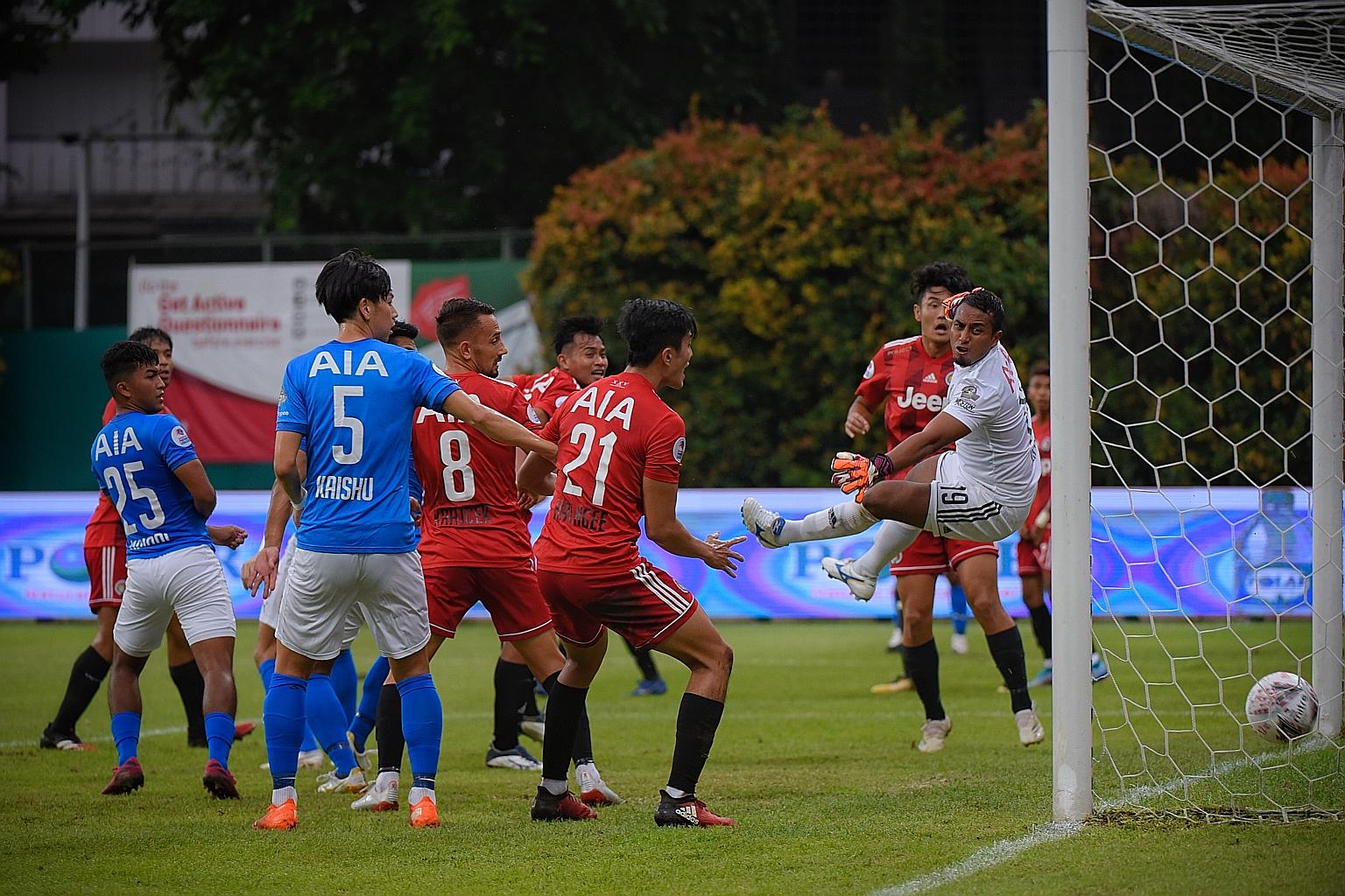 Goalkeeper Zaiful Nizam (in white) has been Balestier Khalsa's first-choice custodian in recent Singapore Premier League seasons. In the current campaign, he has started 13 out of 15 games.