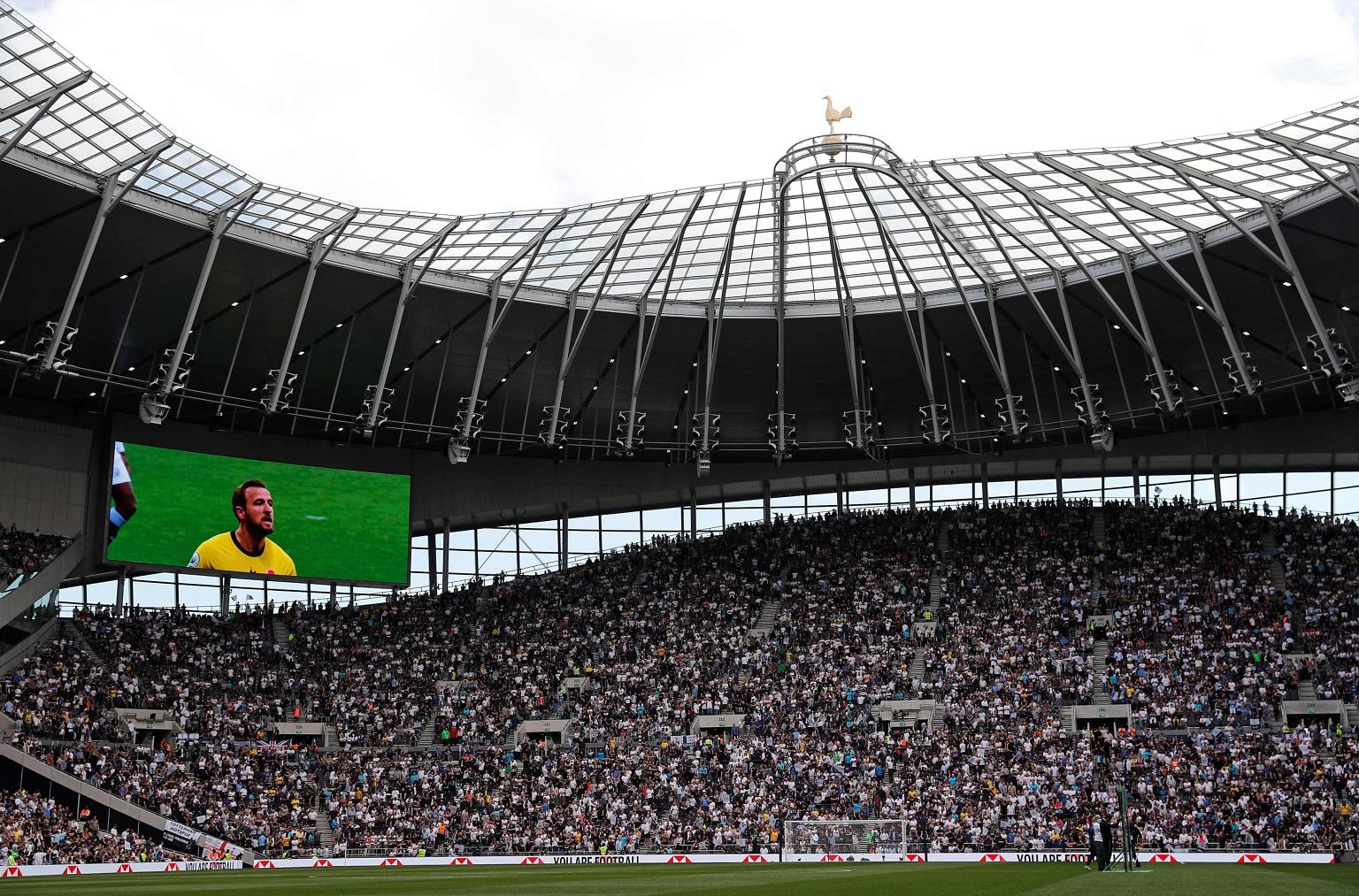 Harry Kane on the big screen at the match between Tottenham and Manchester City last Sunday. He believes Spurs should let him move to City in recognition for his long service.