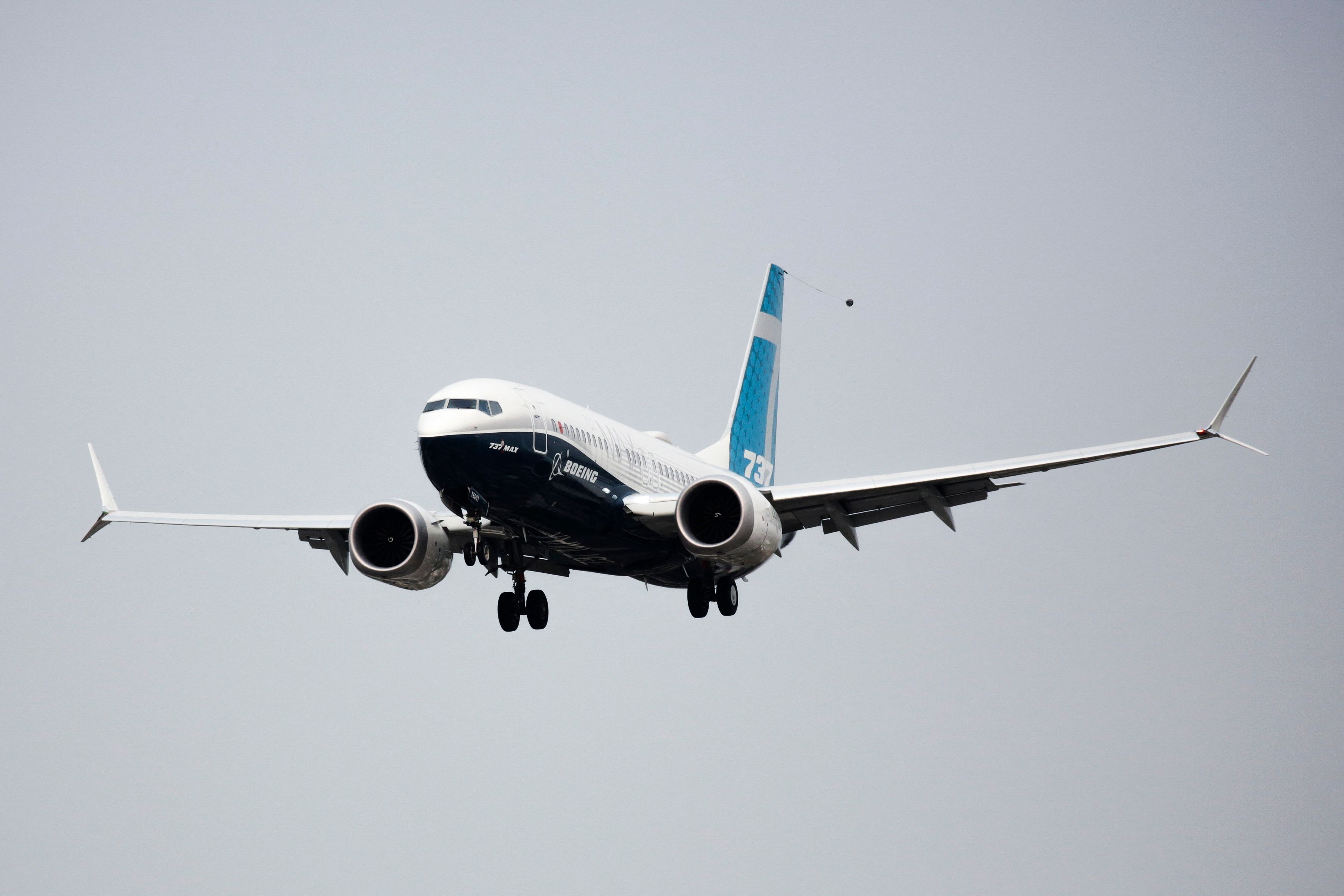 <p>(FILES) In this file photo taken on September 30, 2020 A Boeing 737 MAX airliner piloted by Federal Aviation Administration (FAA) Administrator Steve Dickson lands following an evaluation flight at Boeing Field the in Seattle, Washington. - China said 