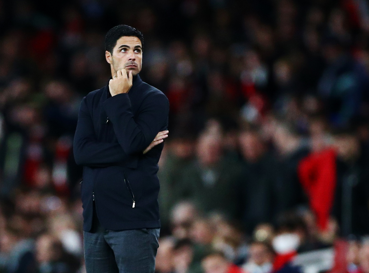 <p>Soccer Football - Premier League - Arsenal v Crystal Palace - Emirates Stadium, London, Britain - October 18, 2021 Arsenal manager Mikel Arteta looks dejected REUTERS/Hannah Mckay EDITORIAL USE ONLY. No use with unauthorized audio, video, data, fixture