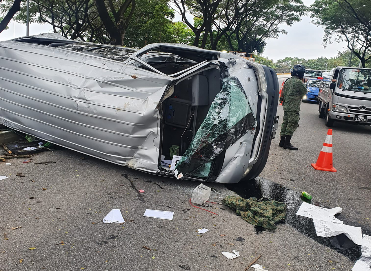 9 people taken to hospital after school bus overturns along CTE slip ...