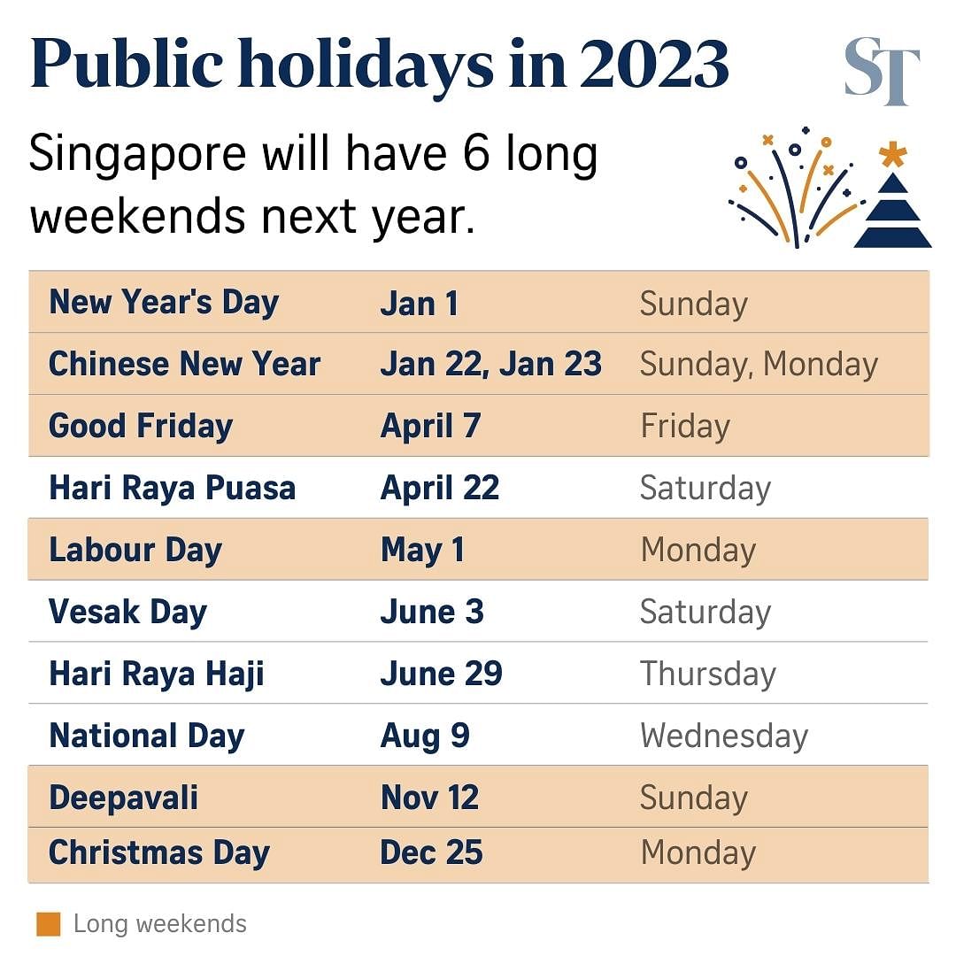 Singapore public holidays 2023 Delana Louis