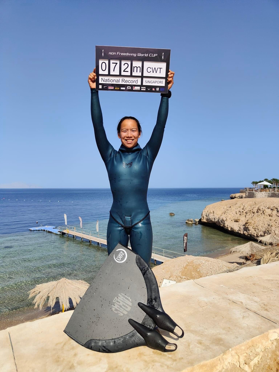 Freediving Michelle Ooi plunges 72m to set new Singapore women's