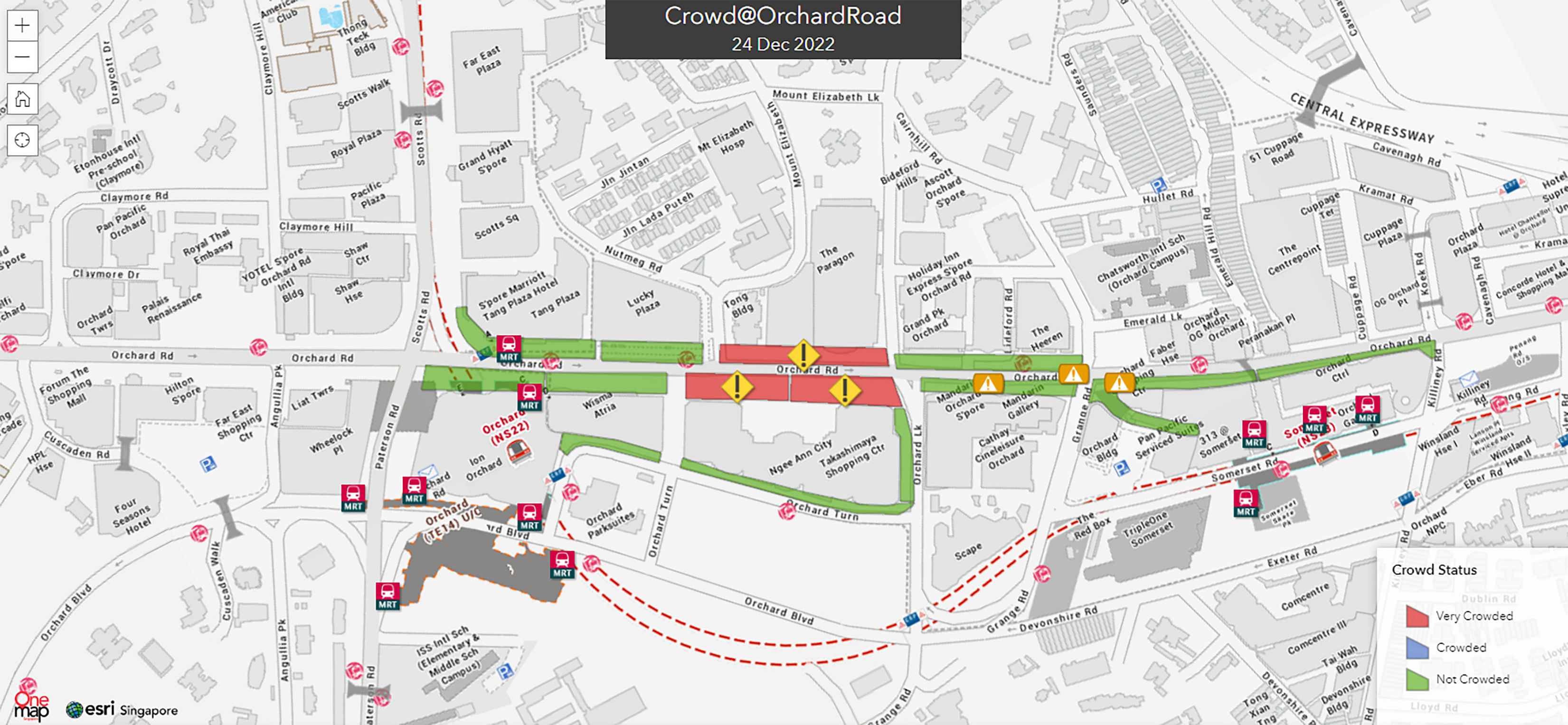 Online Map Shows Orchard Road Crowd Conditions On 24 Dec, Siam Human  Traffic Jams