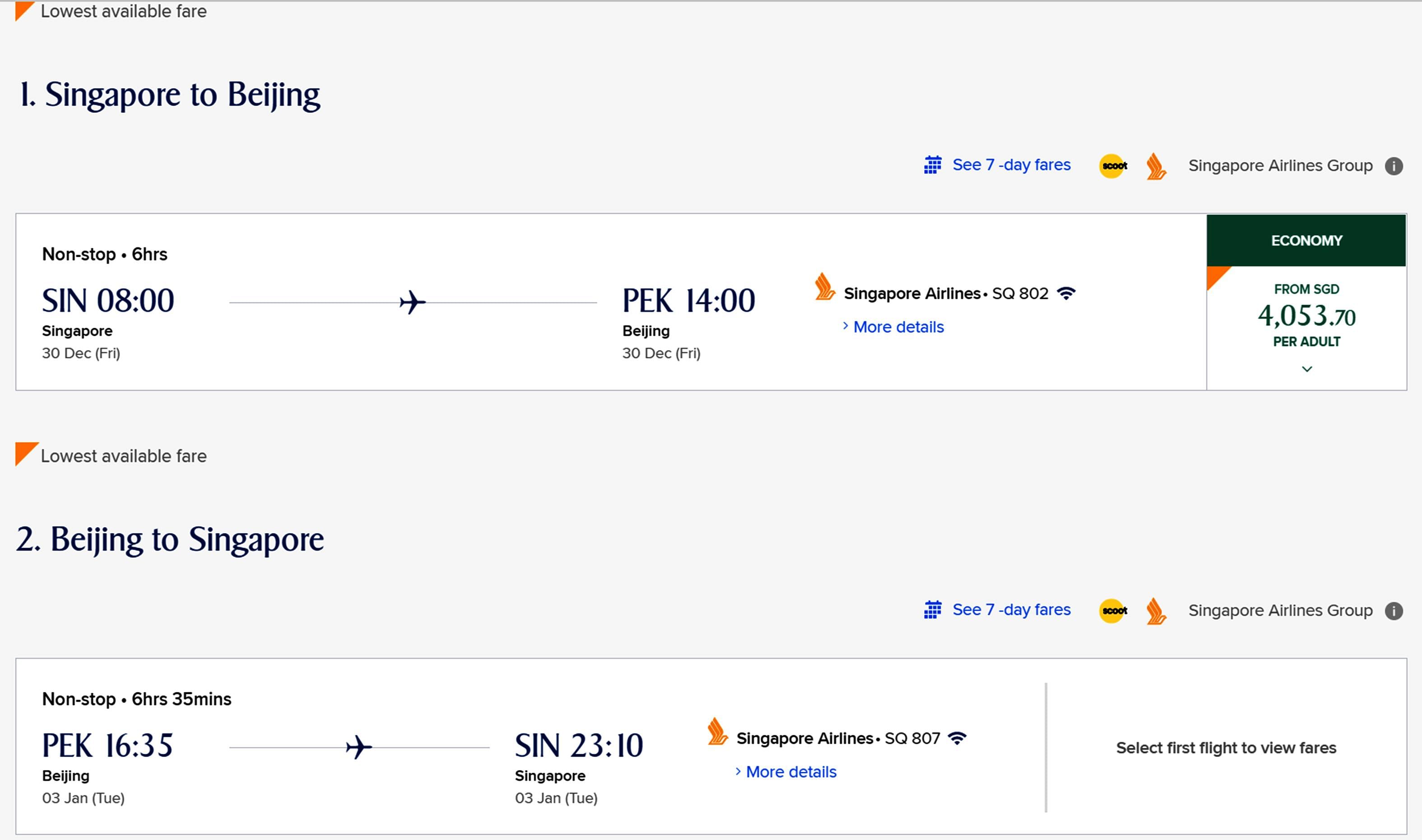 First flight from S'pore to Beijing on Dec 30