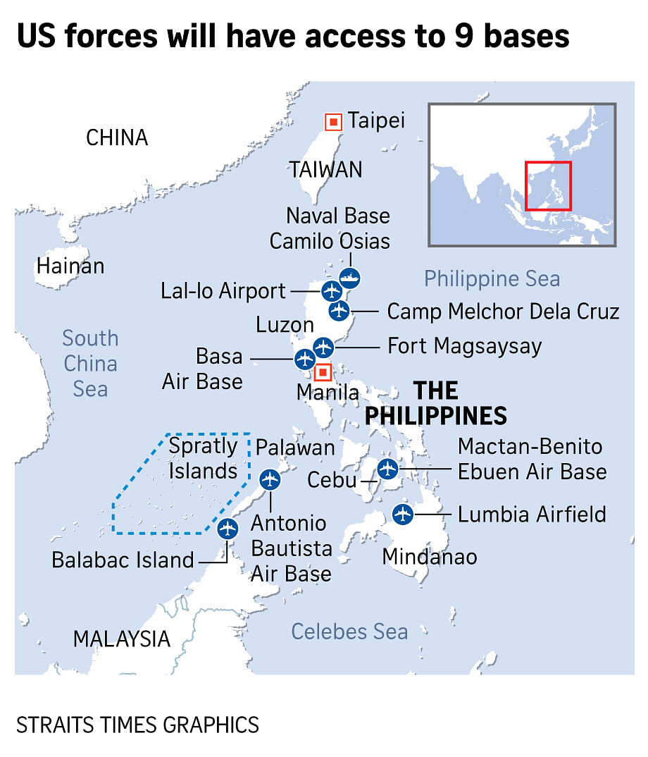 Philippines announces four more military bases US troops can use | The  Straits Times