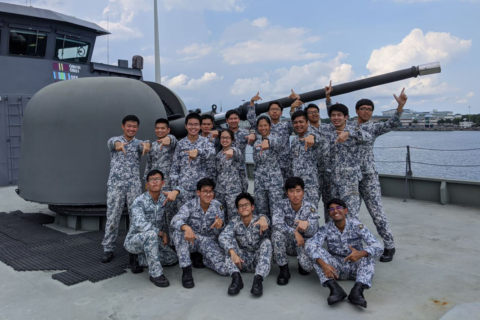Republic of Singapore Navy Colonel Siswi Herlini with her RSS Resilience team