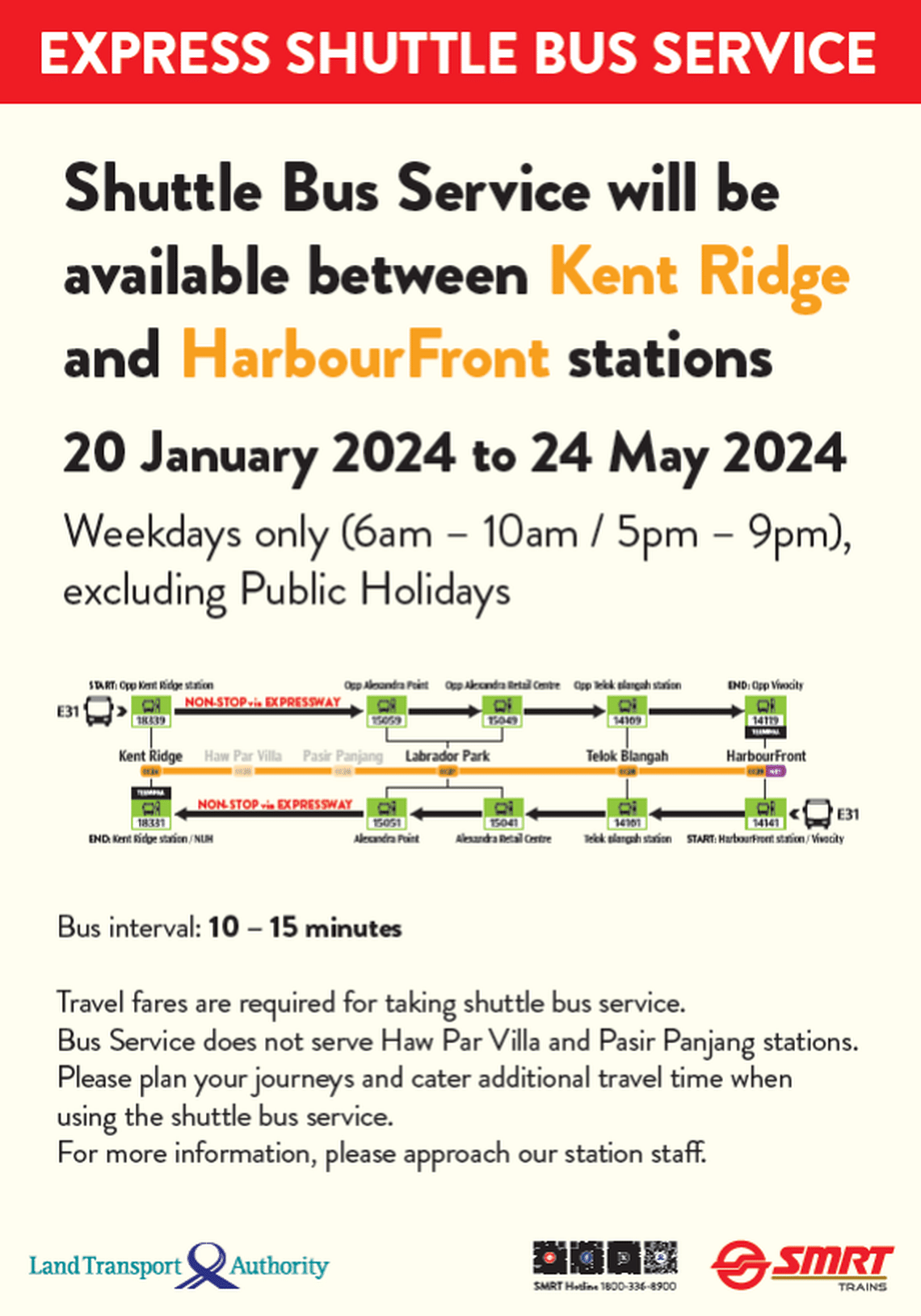 Telok Blangah HarbourFront MRT stations to close 1 platform each