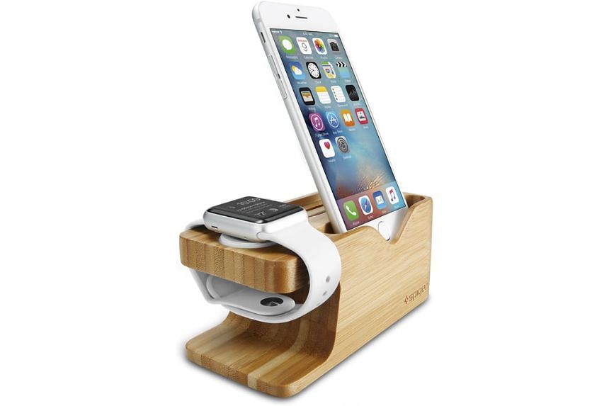 Spigen Bamboo Stand for Apple Watch and iPhone