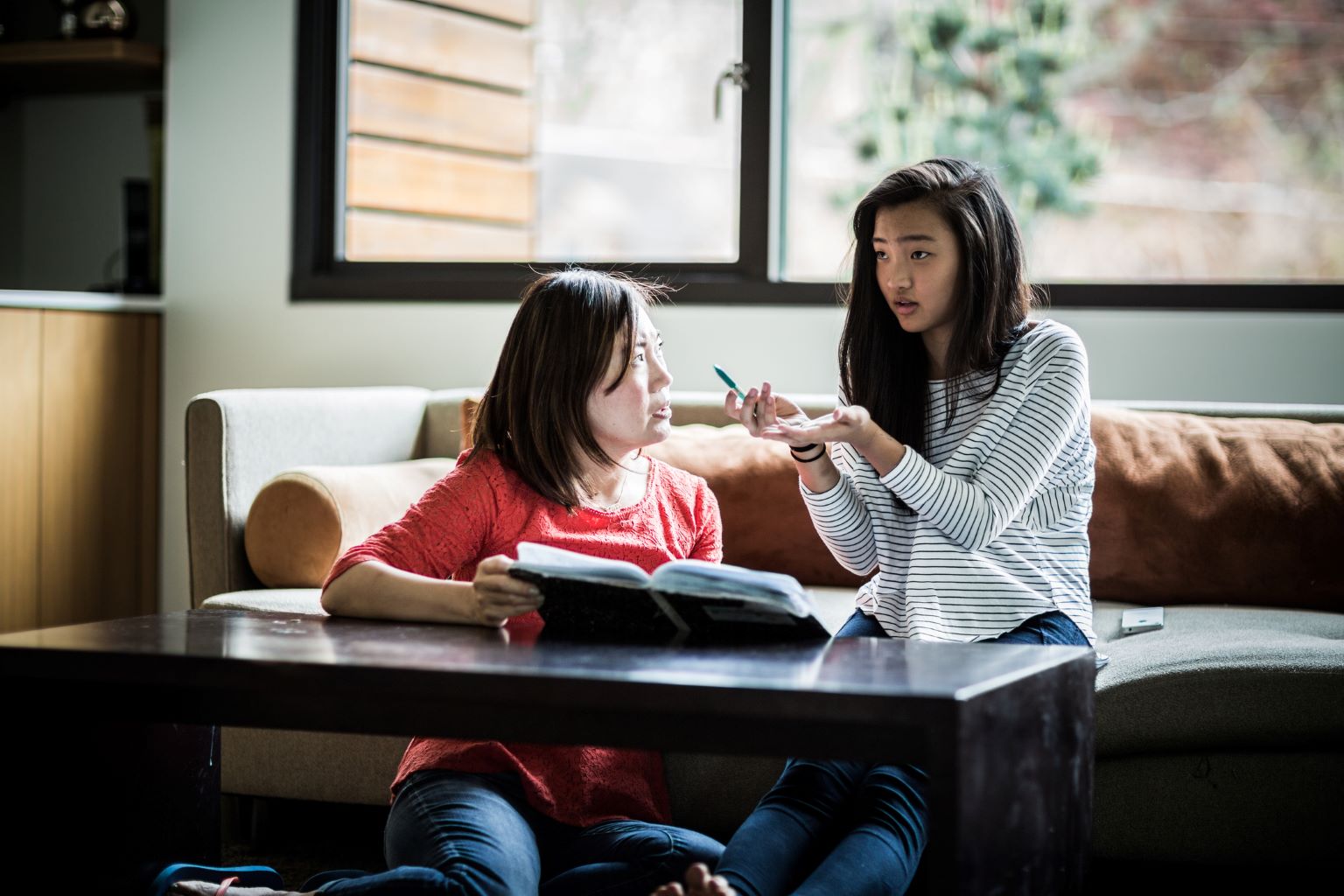 Asian mother and teenage daughter having a serious talk