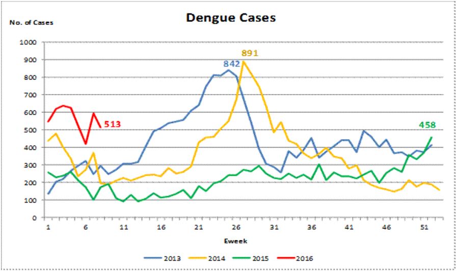513 dengue cases in Singapore last week, slight fall after 40 spike