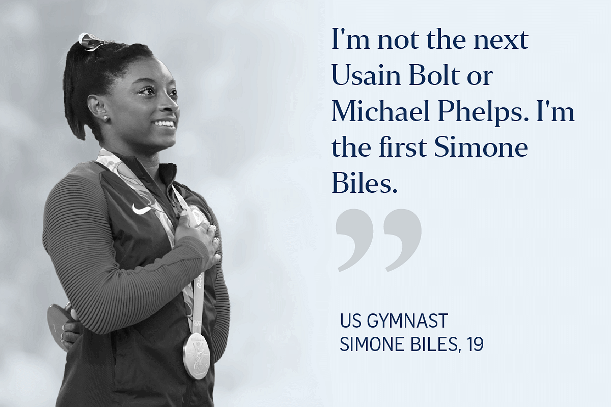Simone Biles during the medal ceremony at the Rio 2016 Olympic Games.