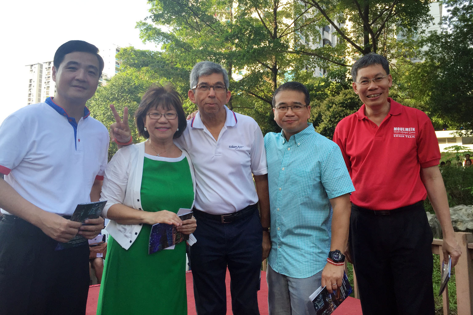 (From left) Senior Minister of State in the Prime Minister's Office Heng Chee How, Central Singapore District Mayor Denise Phua, Communications and Information Minister Yaacob Ibrahim, Moulmein-Kallang GRC MP Edwin Tong and Minister for Transport Lui
