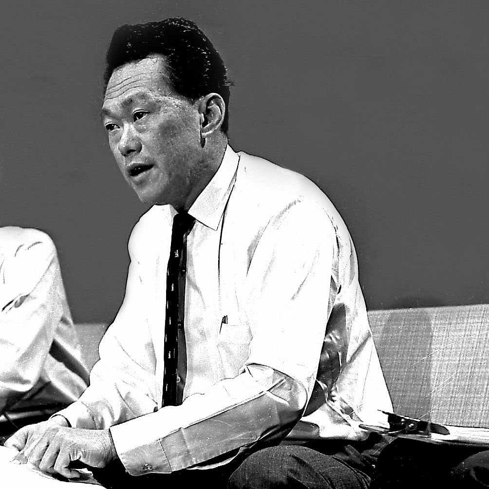 Mr Lee Kuan Yew at a press conference at TV Singapore on the separation of Singapore from Malaysia on Aug 9, 1965.