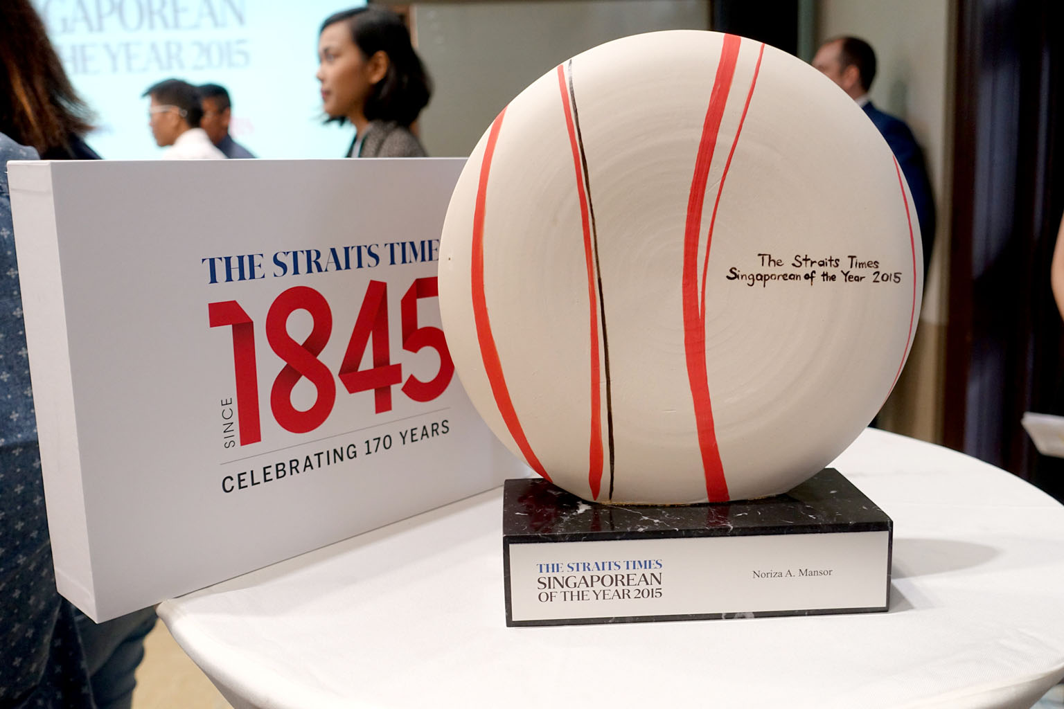 Potters Michelle Lim, 33, and Ng Seok Har, 47, co-founders of Mud Rock Ceramics, worked for two months to create the porcelain clay piece, which is mounted on a marble base.