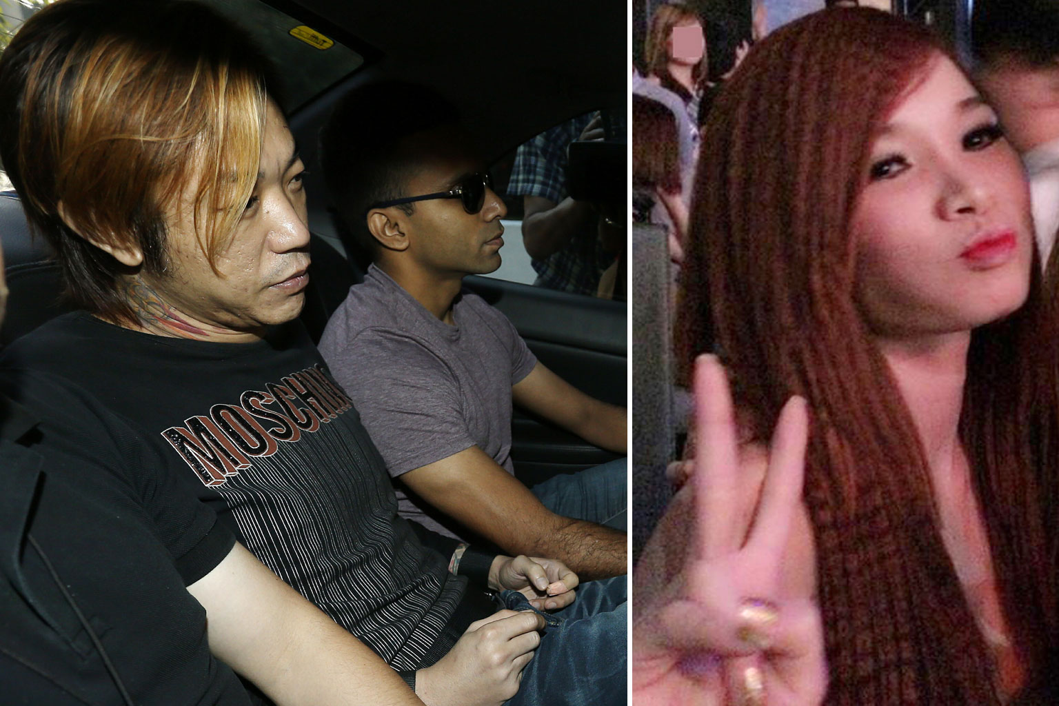 Lim (far left) and Ms Ny (left) started quarrelling and fighting in his rental flat after they both took Ice. He pressed a blanket to her face and mouth to stop her from shouting, and she was later pronounced dead at the scene.