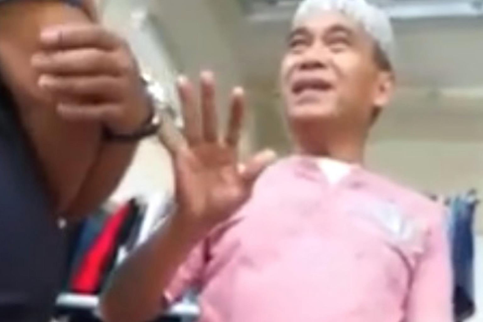 (Above) The ad in Berita Harian in which Lagun Sari Wedding & Catering said Mr Sunato was no longer with it and that no transactions should be done with him. (Above, right) A screenshot from a video clip of Mr Sunato in a confrontation with an allege