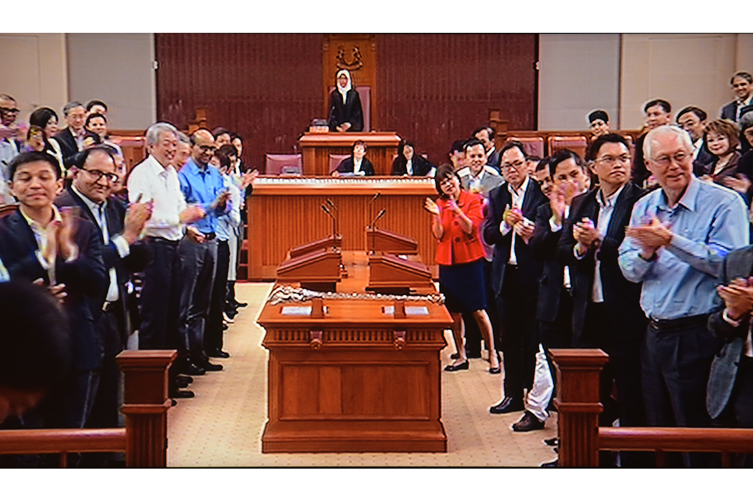 Members of Parliament gave the nine para-athletes, part of Team Singapore's 13-strong contingent at the Rio Paralympics, a 30-second standing ovation yesterday. The honoured guests also had lunch with the politicians.