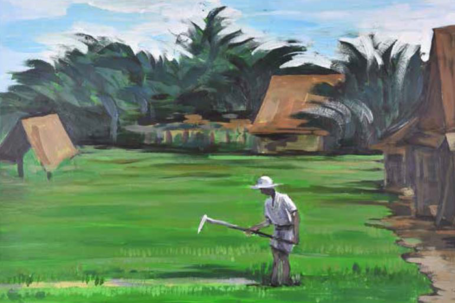 An evocative painting of a vegetable farm in the old Redhill area is one of 50 artworks featured in a just-launched book tracing the history of Radin Mas.