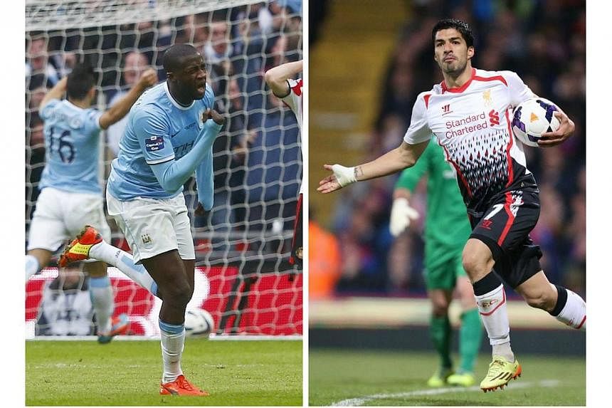 Combination photo of Manchester City's Yaya Toure (left) and Liverpool's Luis Suarez. -- FILE PHOTO: REUTERS/EPA