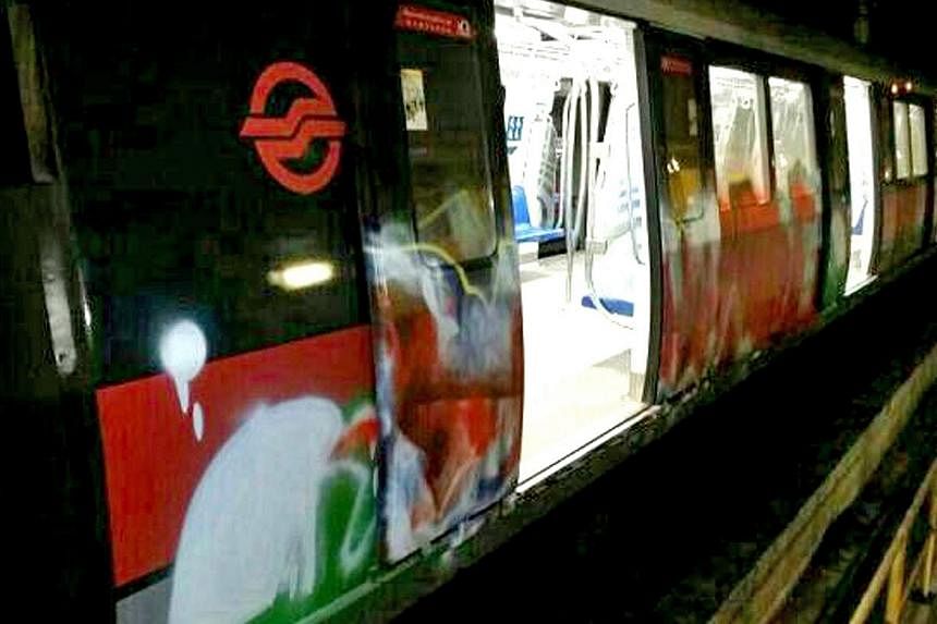 The graffiti on the vandalised train appeared haphazard, unlike in the past two cases of defaced MRT trains, which involved well-defined work.